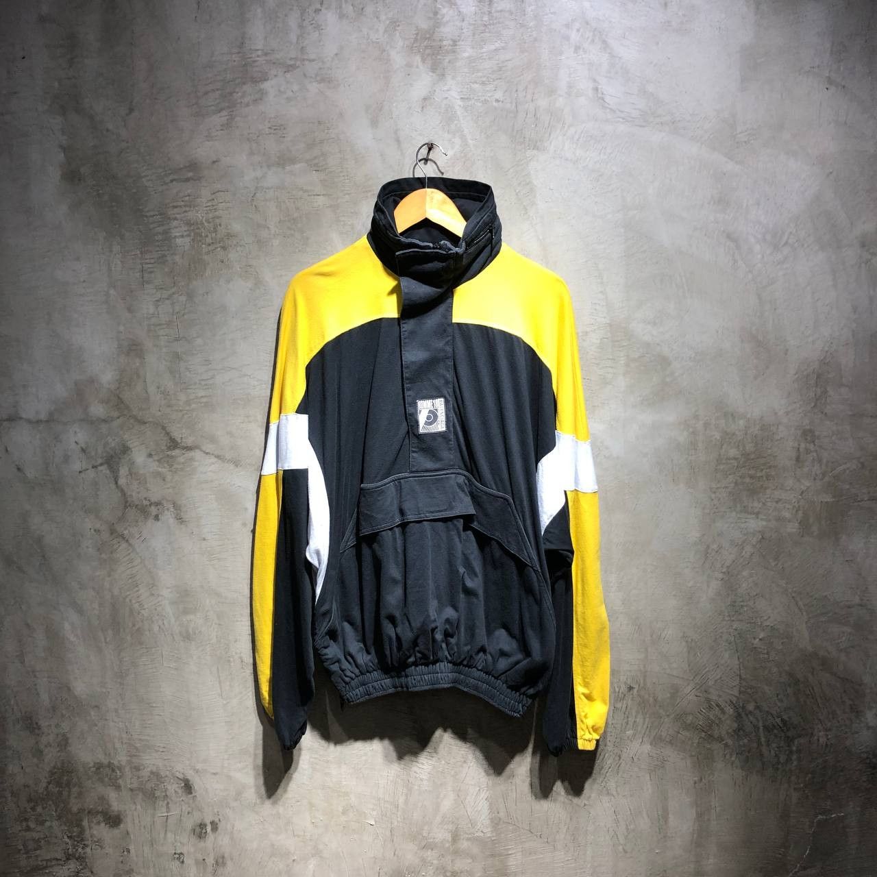 image of Balenciaga Homme 18 Anorak Pull Over Half Zip Jacket in Black/Yellow, Men's (Size 2XL)