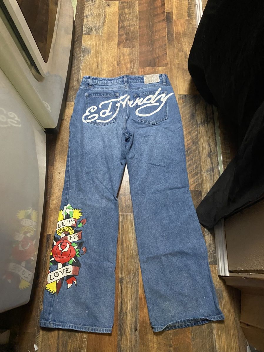 Ed Hardy Ed Hardy Love Kills Slowly Baggy Graphic Denim Rare Tattoo Size 32" / US 10 / IT 46 - 3 Thumbnail