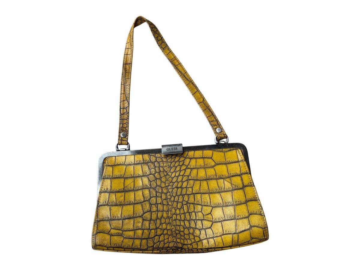 Guess Vintage GUESS Croc Kisslock Genuine Leather Shoulder Bag Size ONE SIZE - 1 Thumbnail