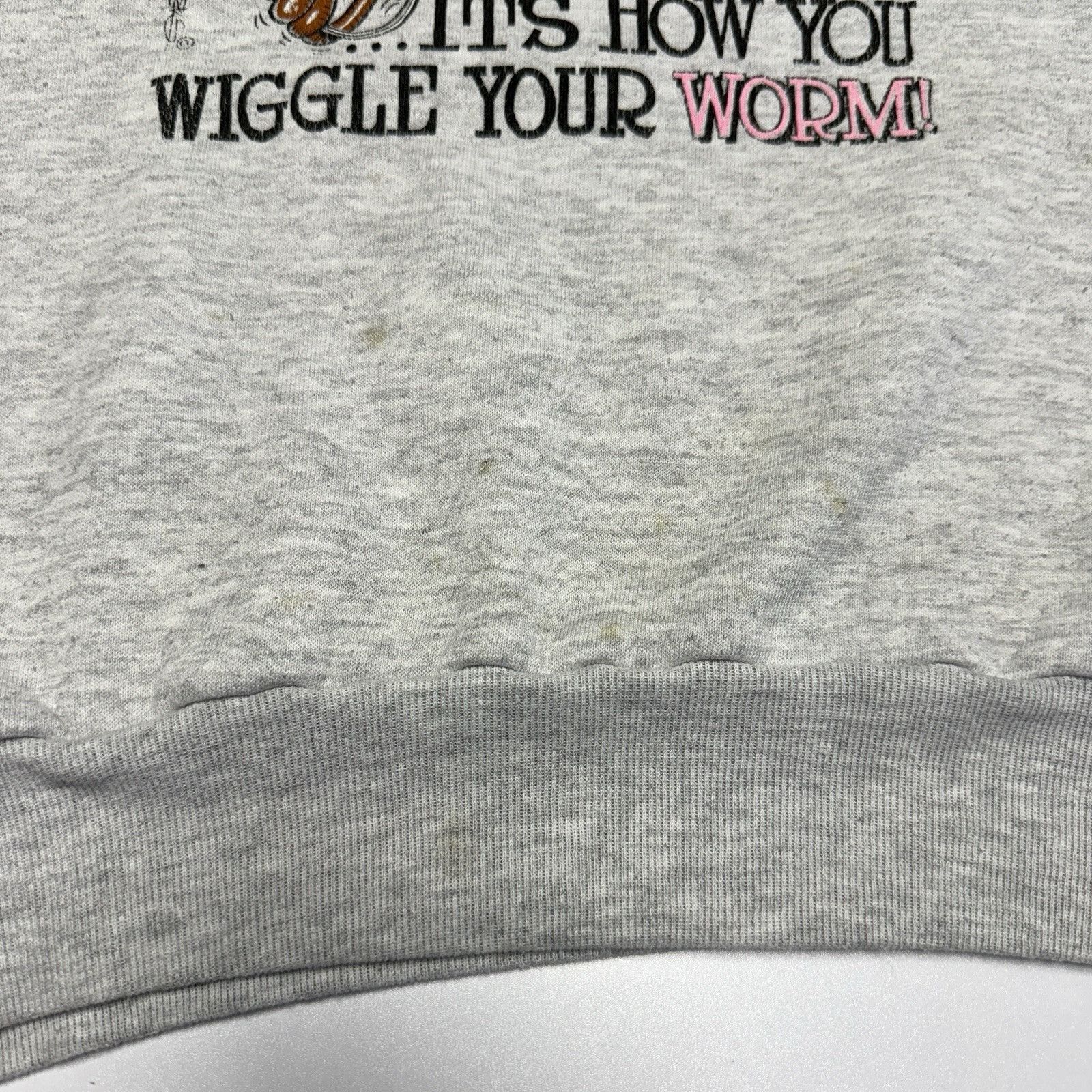 Vintage Vintage 90s Funny Parody Fishing Sweatshirt Mens Large Gray Size US L / EU 52-54 / 3 - 6 Thumbnail