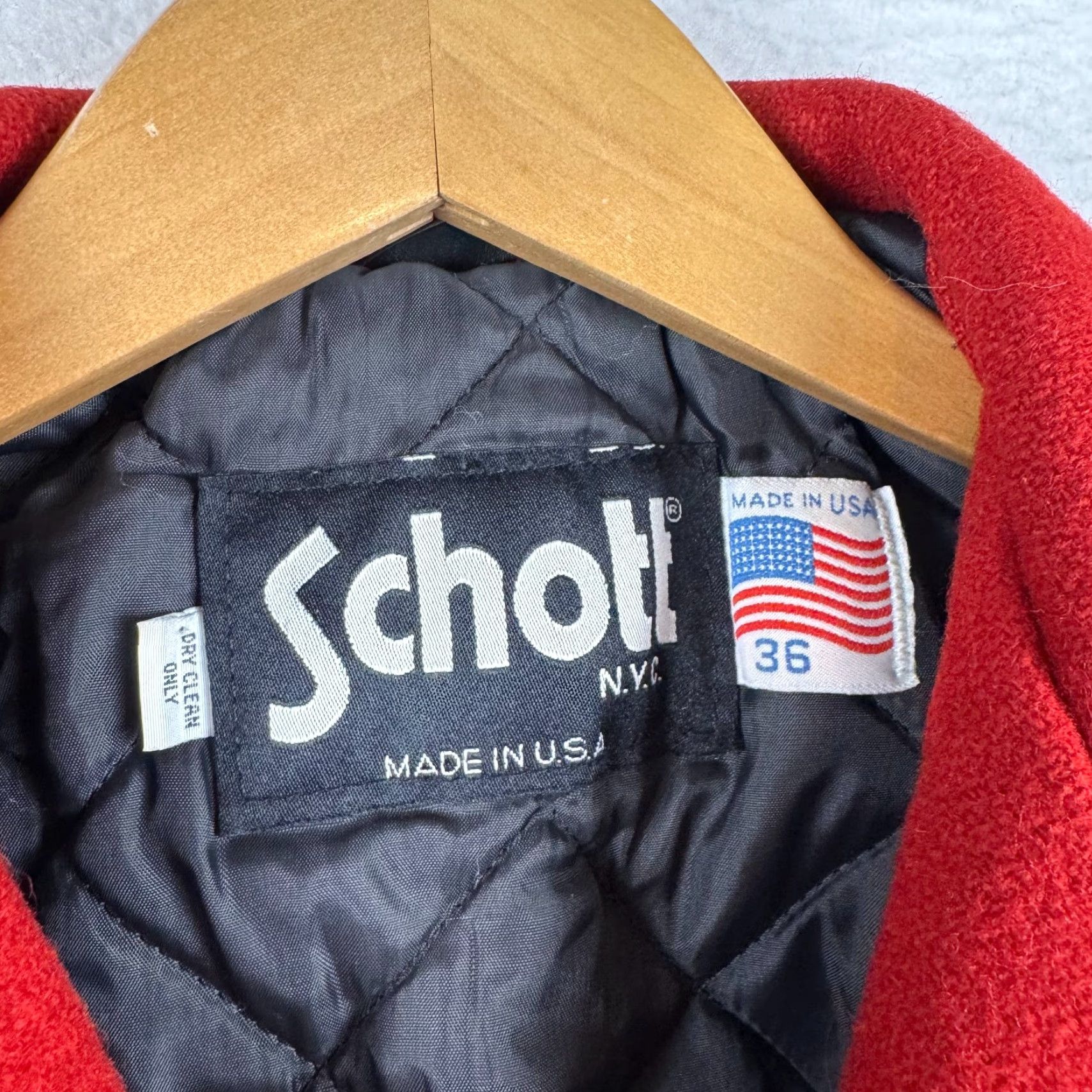 Schott VINTAGE SCHOTT MEN'S Coat Pea Jacket Sailor Red Wool 36 Single Breasted Anchor Buttons Navy Lined Winter Fall Mens Size US XXS / EU 40 - 5 Thumbnail