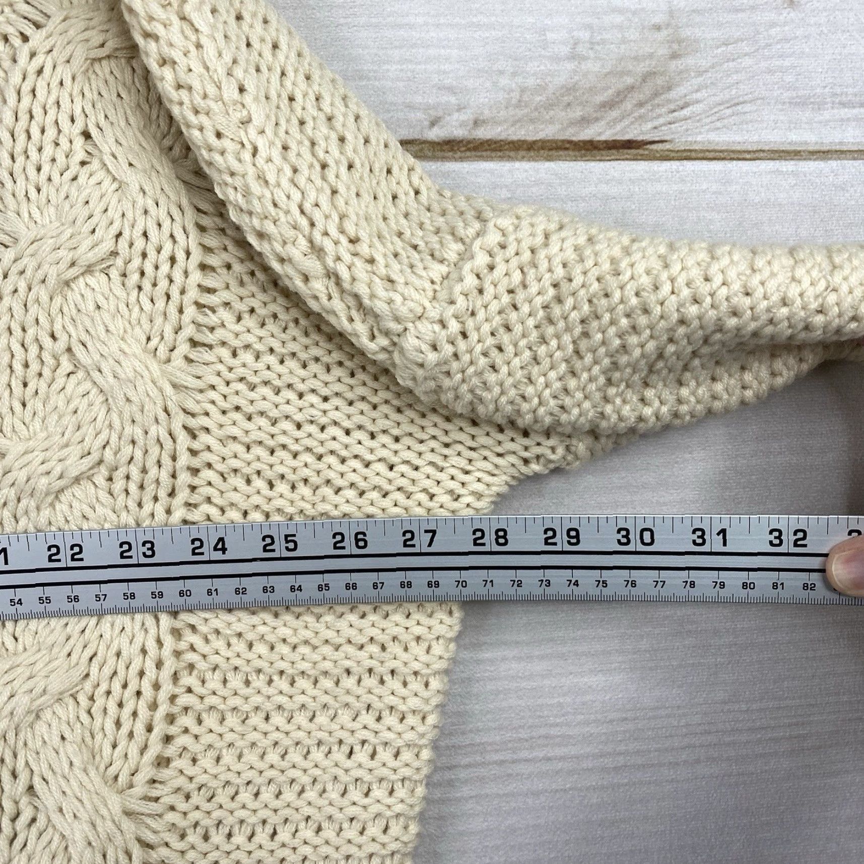 Vintage HYFVE Chunky Knit Sweater Womens L Cream Oversized Fringe Boho Dolman Sleeve Cardigan Size L / US 10 / IT 46 - 6 Thumbnail