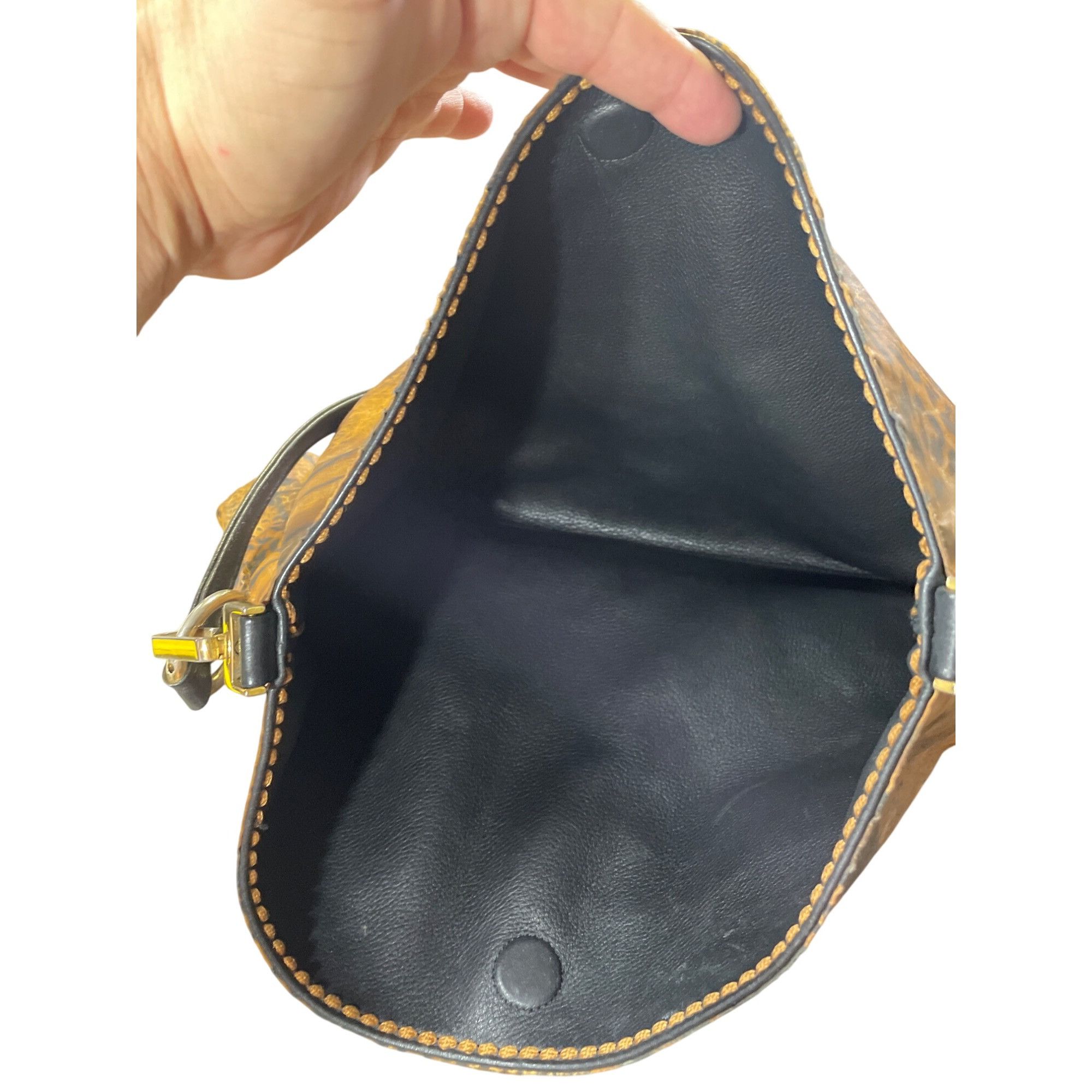 Designer Plinio Visona Womens Brown Reversible Leather Shoulder Handb Size ONE SIZE - 21 Thumbnail