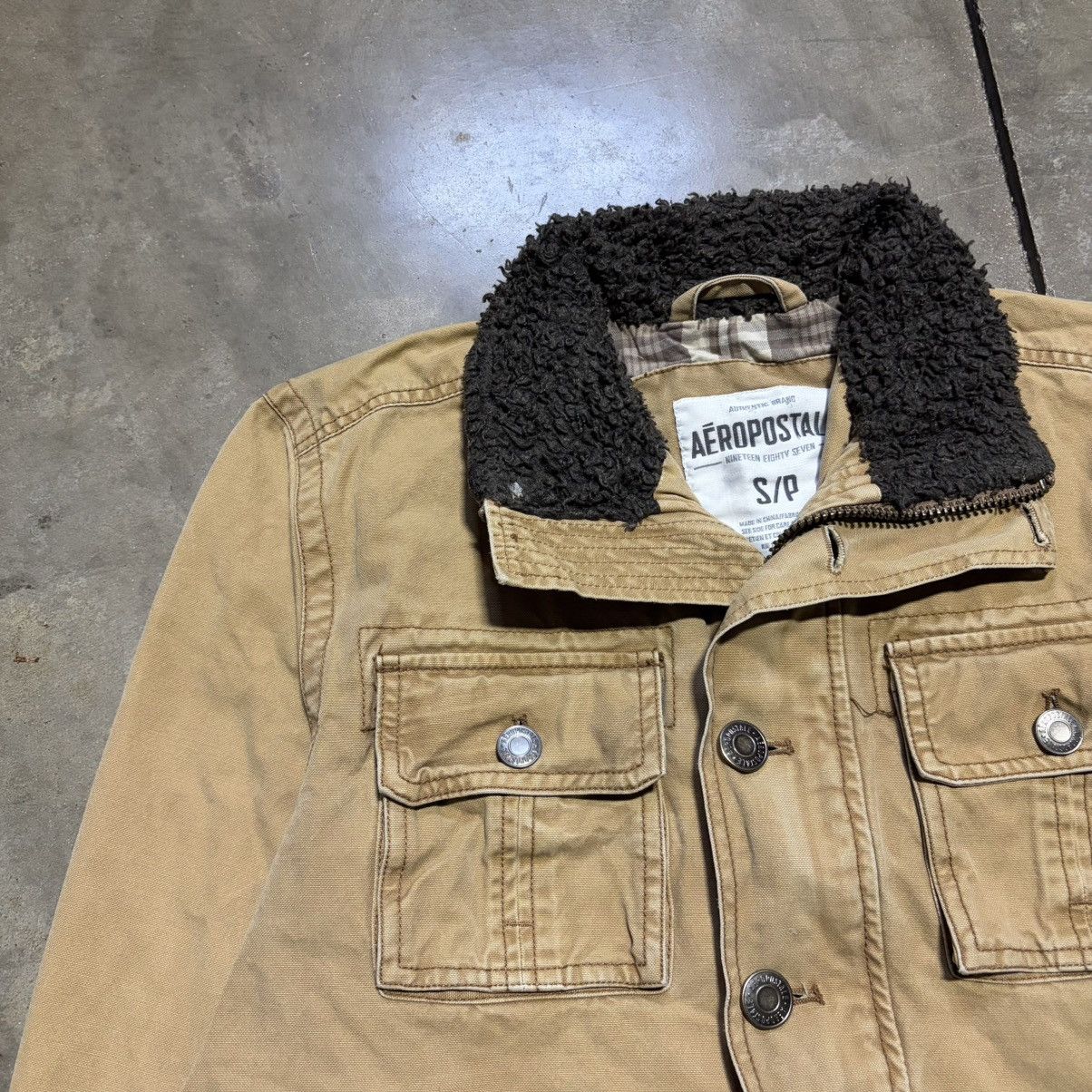 Aeropostale Vintage Aeropostale Canvas Jacket Sherpa Plaid Lined WolfJaw Size US S / EU 44-46 / 1 - 6 Thumbnail