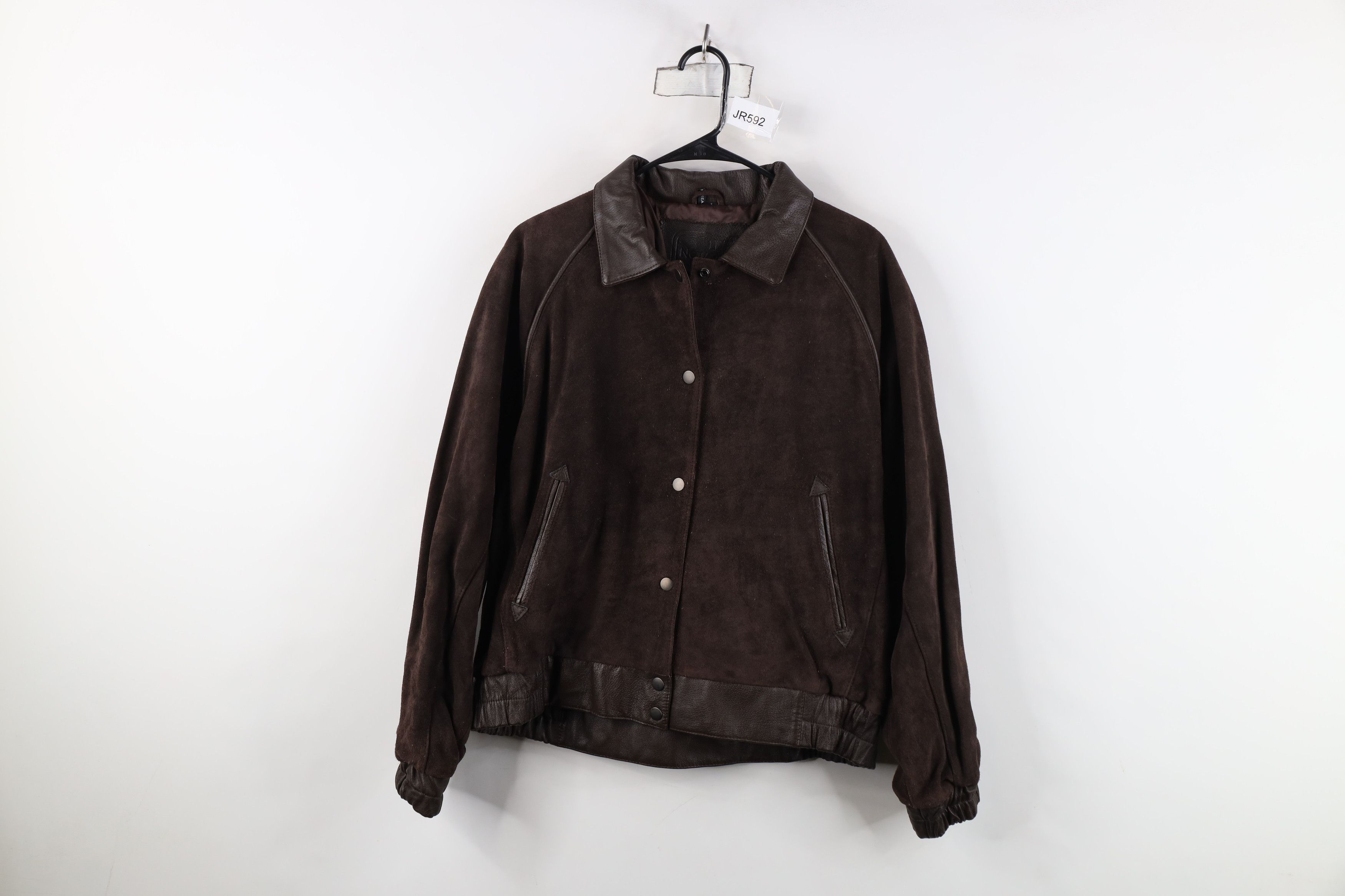Vintage Vintage 80s 90s Streetwear Leather Bomber Jacket Dark Brown Size L / US 10 / IT 46 - 1 Thumbnail