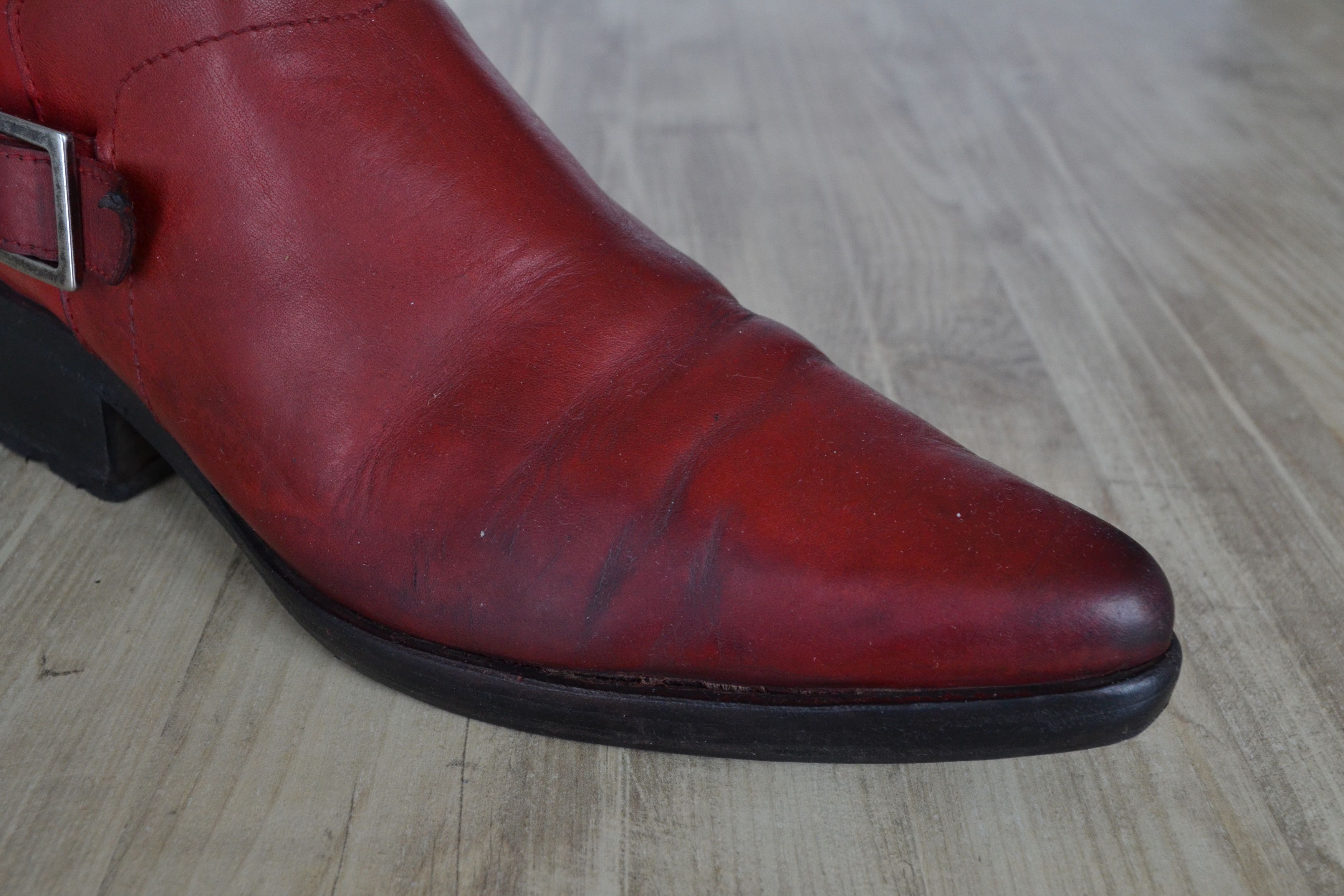 Dirk Bikkembergs Dirk Bikkembergs Boots Metal Logo Tall Shoes Red 90s Zip Size US 10 / IT 40 - 15 Thumbnail