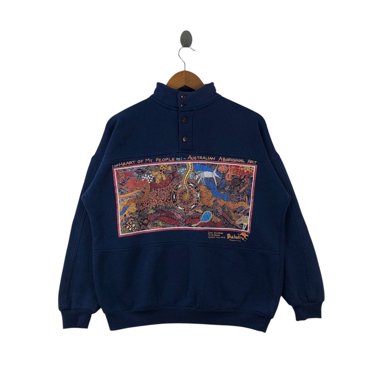 Vintage Vintage ART BULURRU AUSTRALIA Artist Half Button Sweatshirt Size US S / EU 44-46 / 1 - 1 Thumbnail