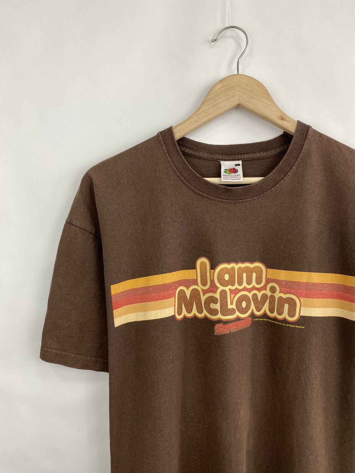 Fruit Of The Loom Vintage 2008 I Am McLovin Superbad Brown T-Shirt rare retro Size US L / EU 52-54 / 3 - 2 Thumbnail