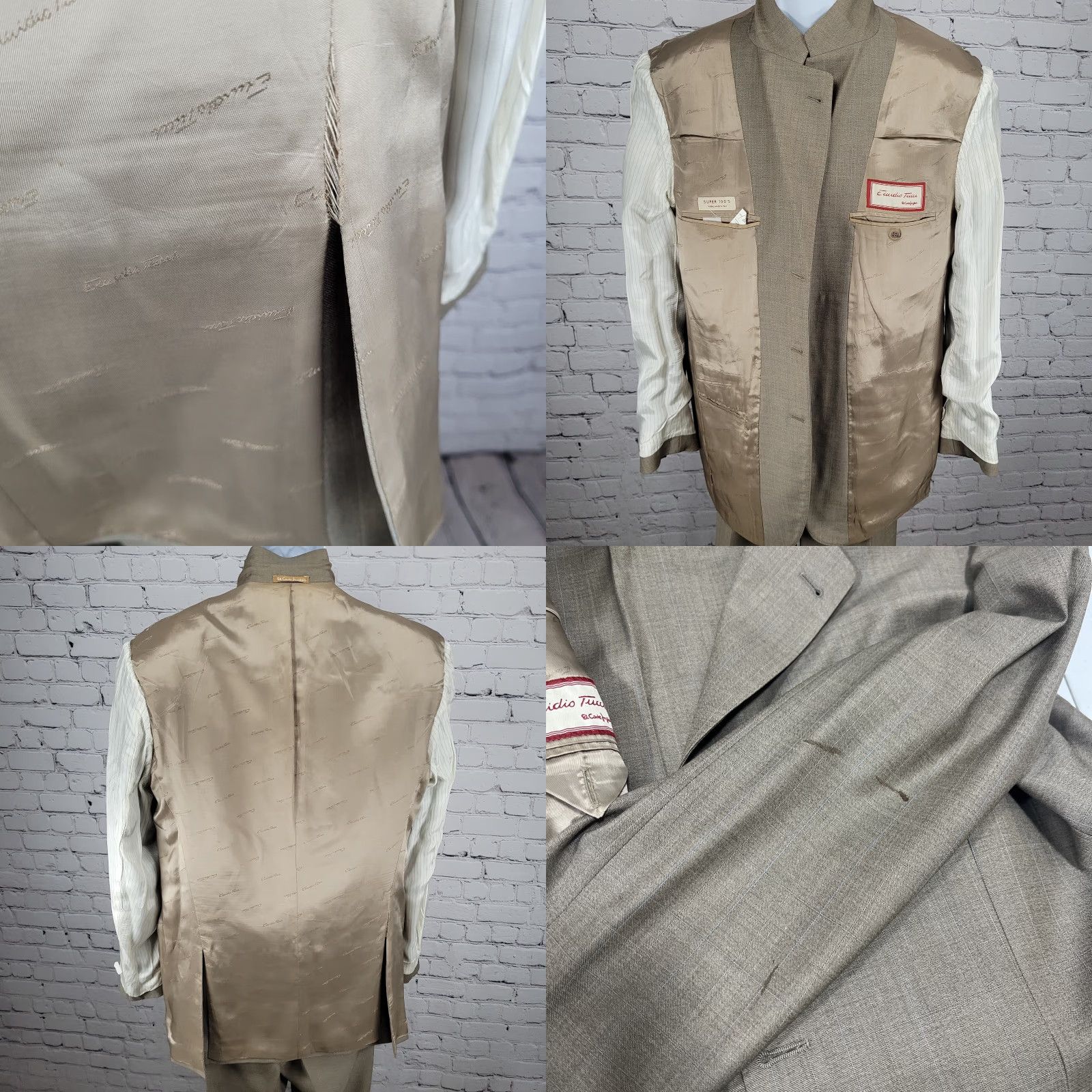 Vintage Emidio Tucci El Corte Ingles Brown Wool Check Two-Piece Suit 54L US 44L (35x32) Mens Size 54R - 8 Thumbnail