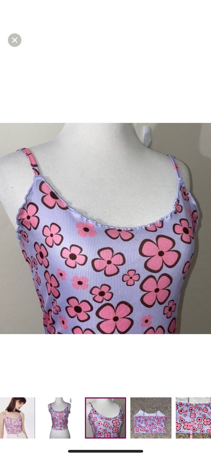 Shein Shein medium lettuce trim floral rib knit crop top Size M / US 6-8 / IT 42-44 - 2 Thumbnail