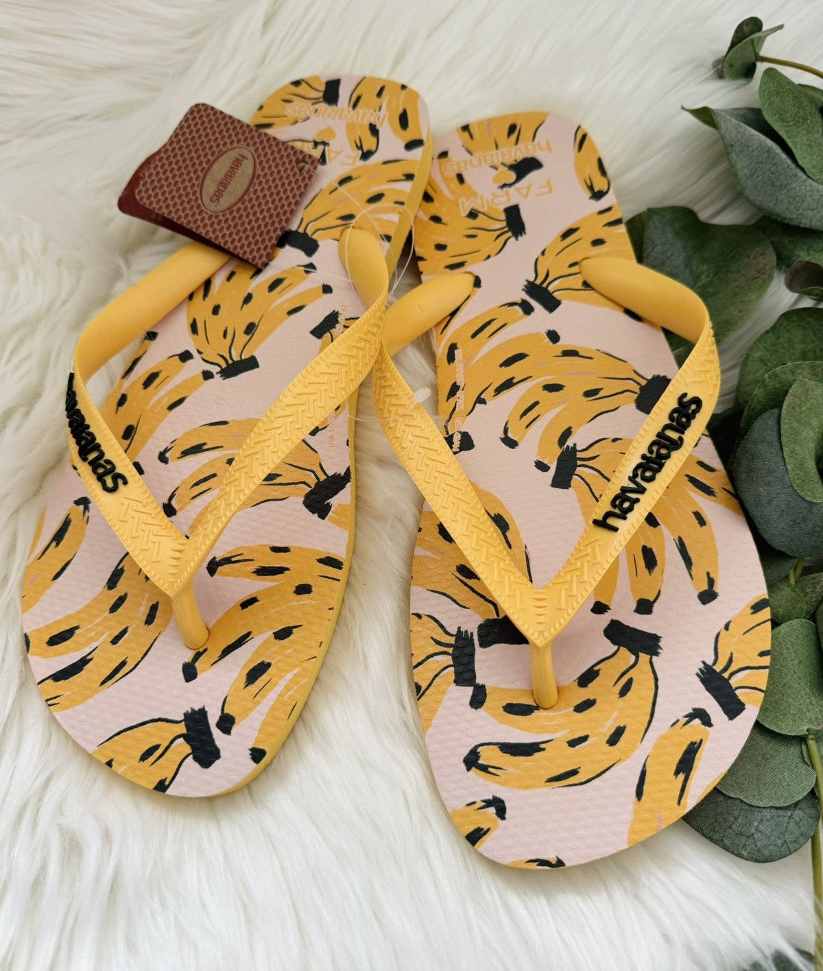 Farm Rio FARM Rio x Havaianas Cheetah Bananas Flip Flops, Size 9-10 Size US 9.5 / IT 39.5 - 4 Thumbnail