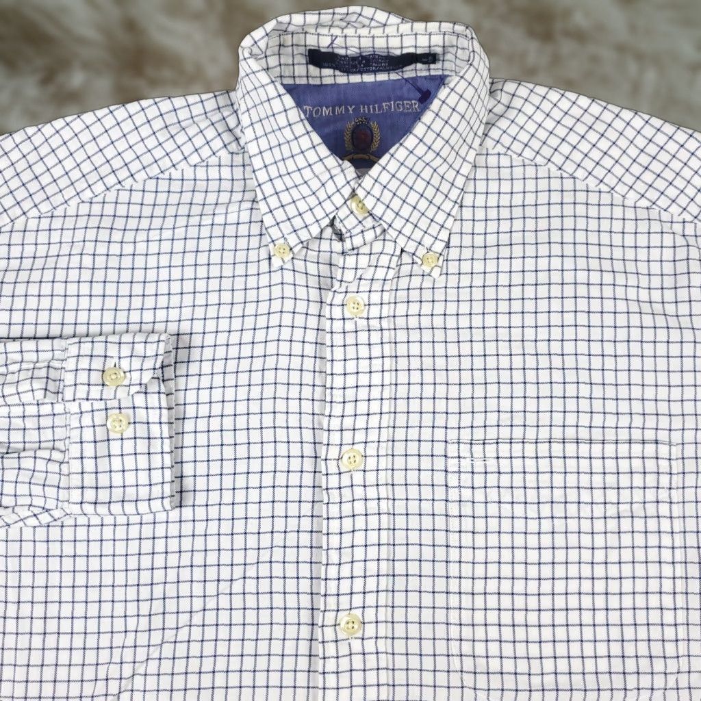 Tommy Hilfiger VINTAGE Tommy Hilfiger Shirt Mens Small White Blue Check Button Up Long Sleeve STAINED Size US S / EU 44-46 / 1 - 1 Thumbnail