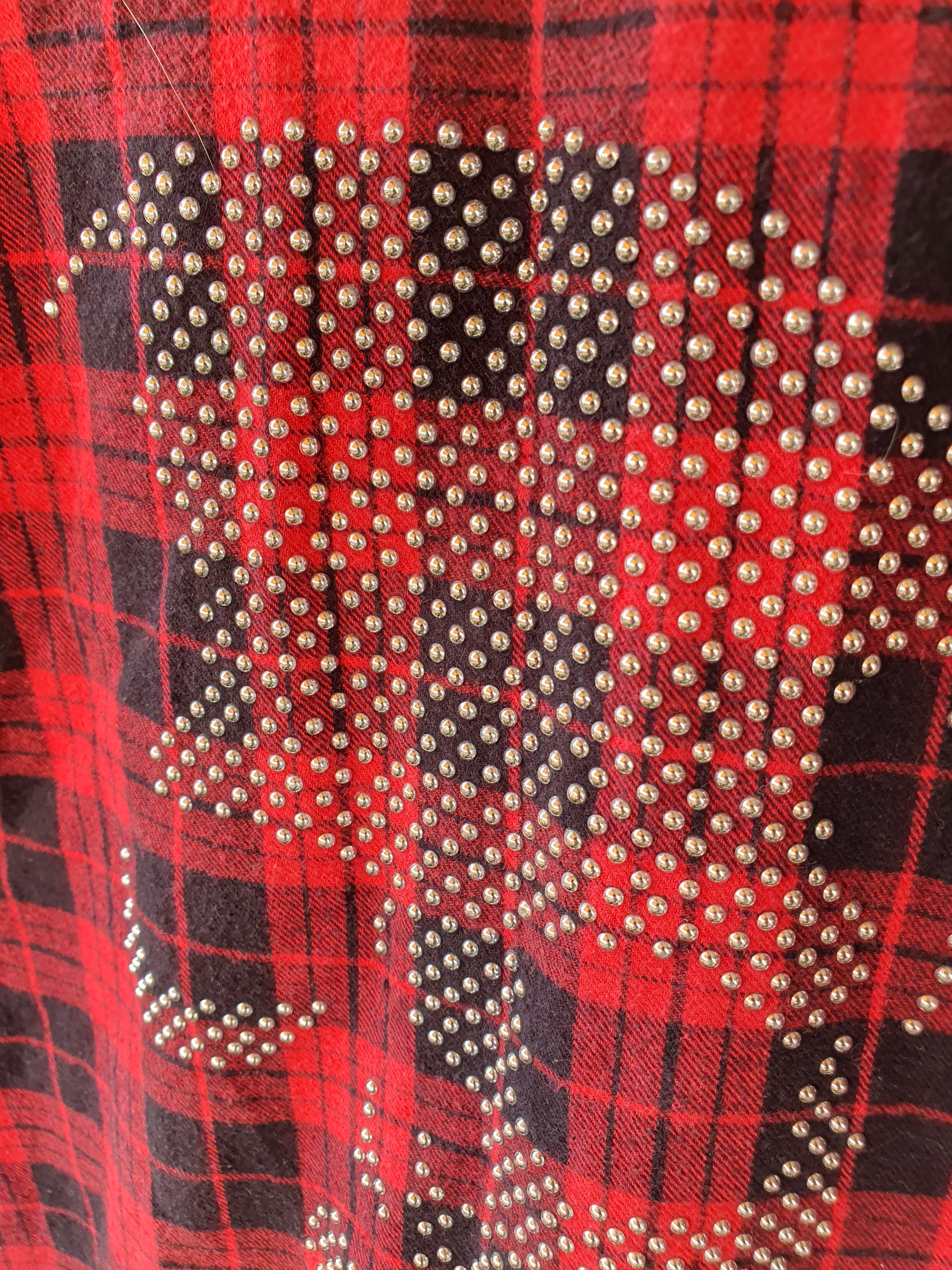 Other Rock Rebel by EMP Plaid Shirt Rhinestone Scull on back L Size L / US 10 / IT 46 - 11 Thumbnail