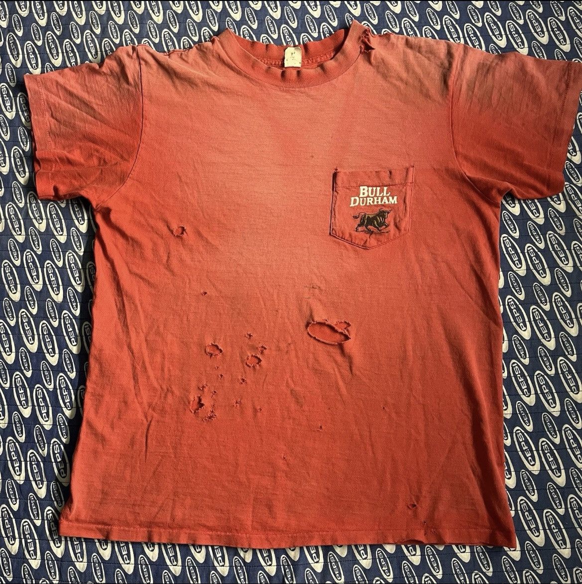 Other Vtg 90s Bull Durham Cigarette Faded Pocket Shirt Salmon Red Size US L / EU 52-54 / 3 - 2 Thumbnail