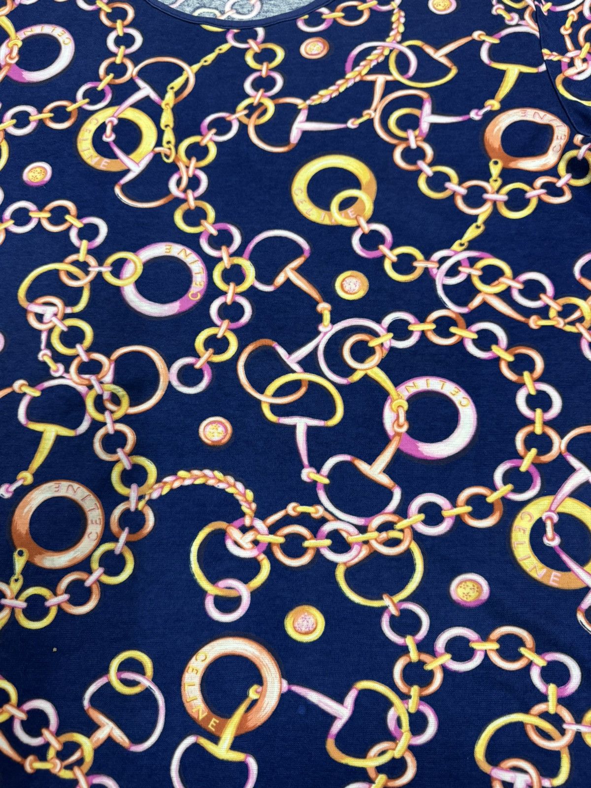 Celine Celine T-shirt with a gold and pink chain and horsebit print Size M / US 6-8 / IT 42-44 - 6 Thumbnail