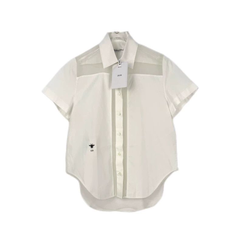 Dior Dior White Embroidered Bee Short-Sleeve Shirt Size US XS / EU 42 / 0 - 1 Thumbnail