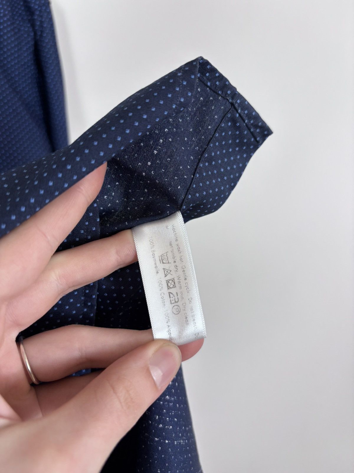Eton Eton Men’s Polka Dot Slim Fit Navy Blue Button Up Shirt Size US M / EU 48-50 / 2 - 12 Thumbnail