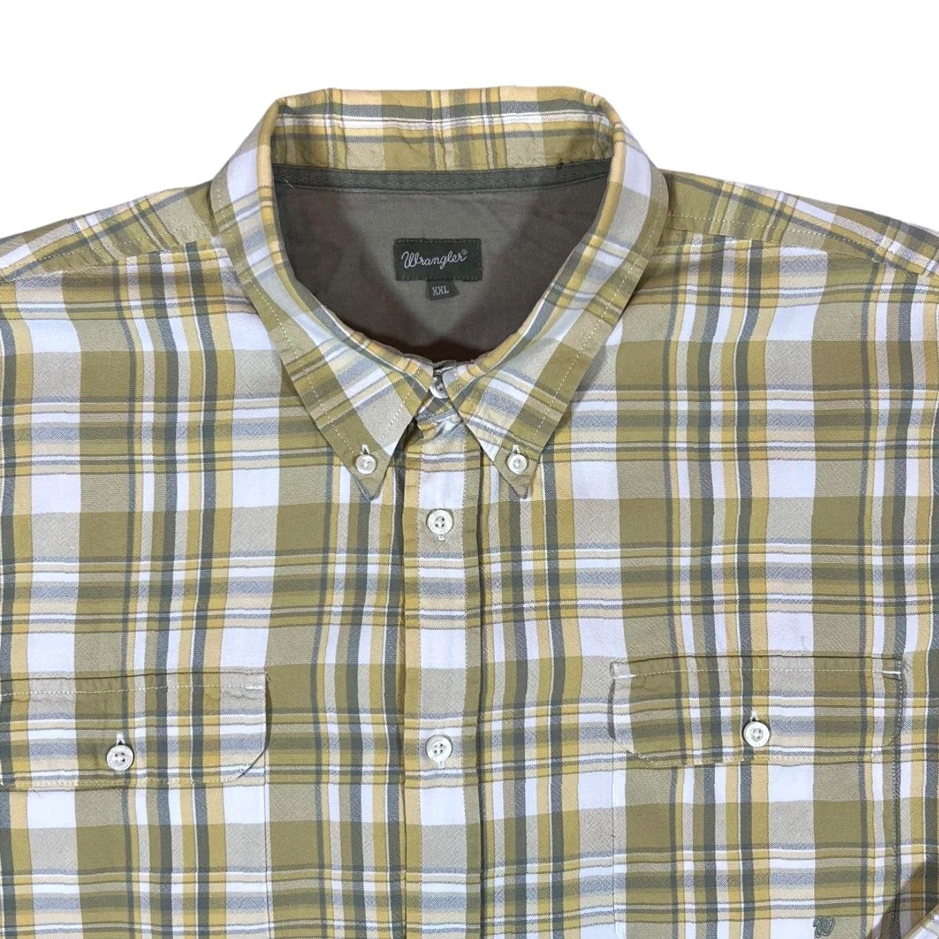 Wrangler WRANGLER Shirt Button-Up Long Sleeve Check 2XL Yellow Grey White Plaid Classic Mens XXL Size US XXL / EU 58 / 5 - 2 Thumbnail