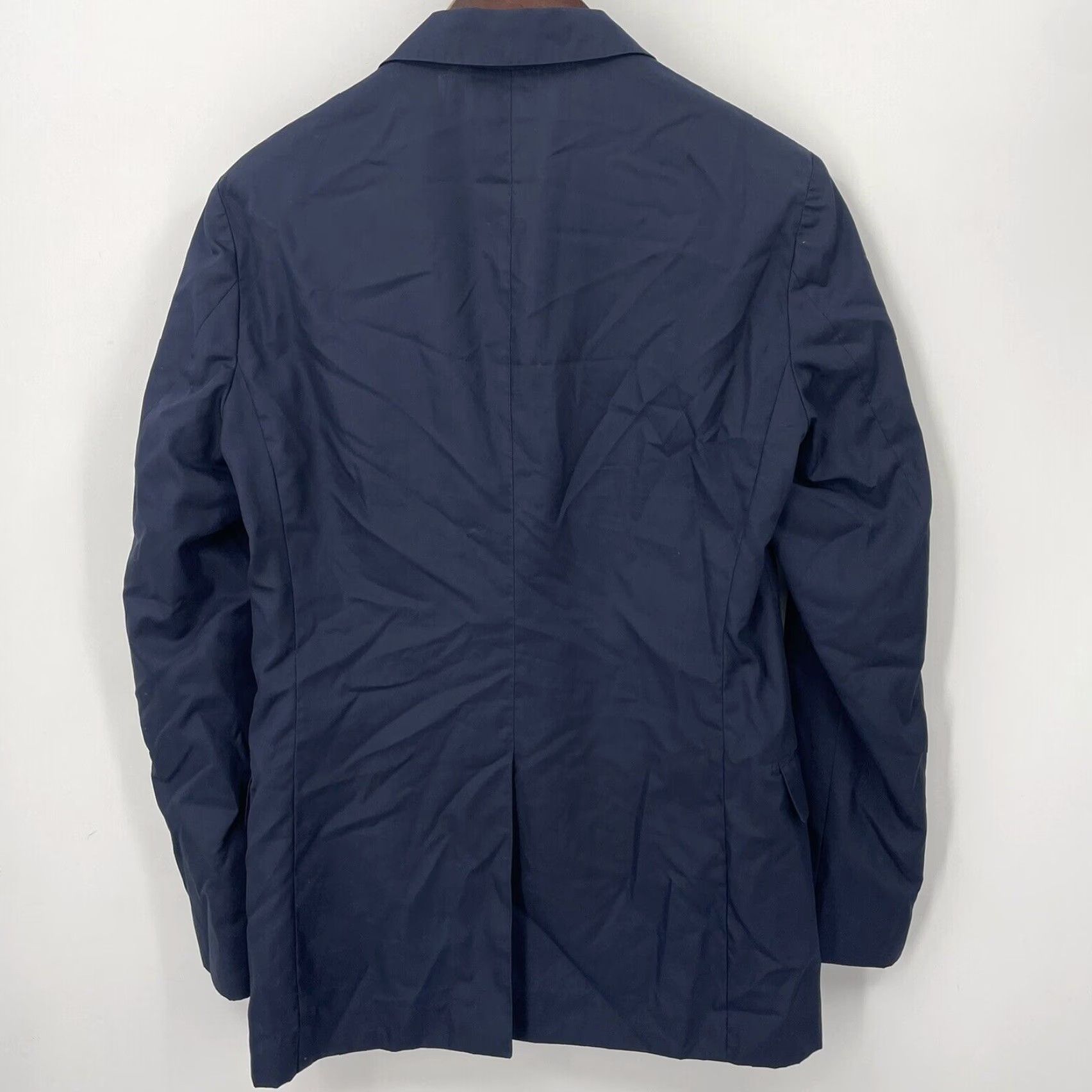 Vintage VINTAGE Tomorrowland Men's Blazer Sport Coat Jacket Single-Breasted Size Small Navy Blue Cotton Modern Mens Size 36R - 5 Thumbnail