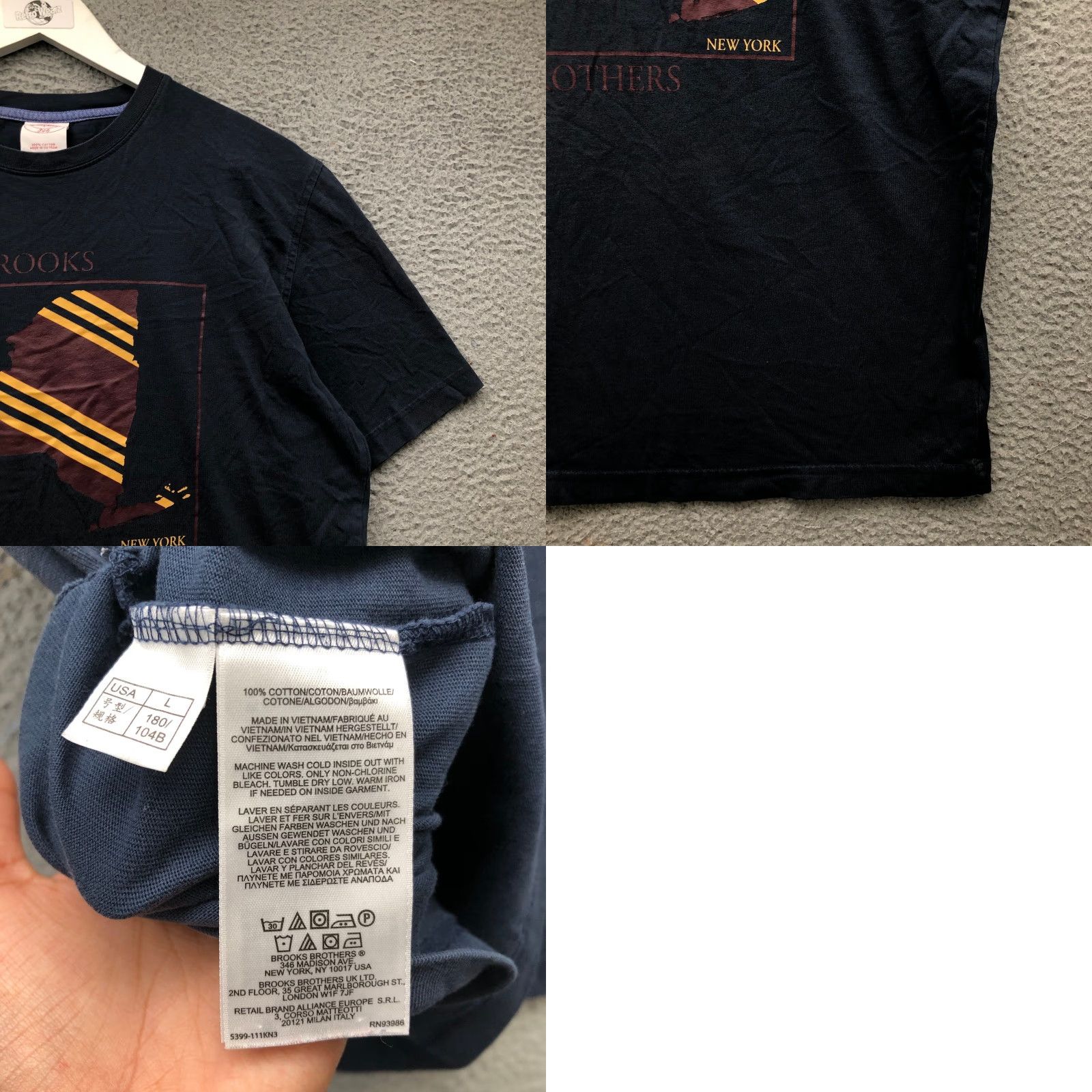 Brooks Brothers Brooks Brothers New York Map T-Shirt Mens L Short Sleeve Crew Neck Navy Logo Graphic Size US L / EU 52-54 / 3 - 8 Thumbnail