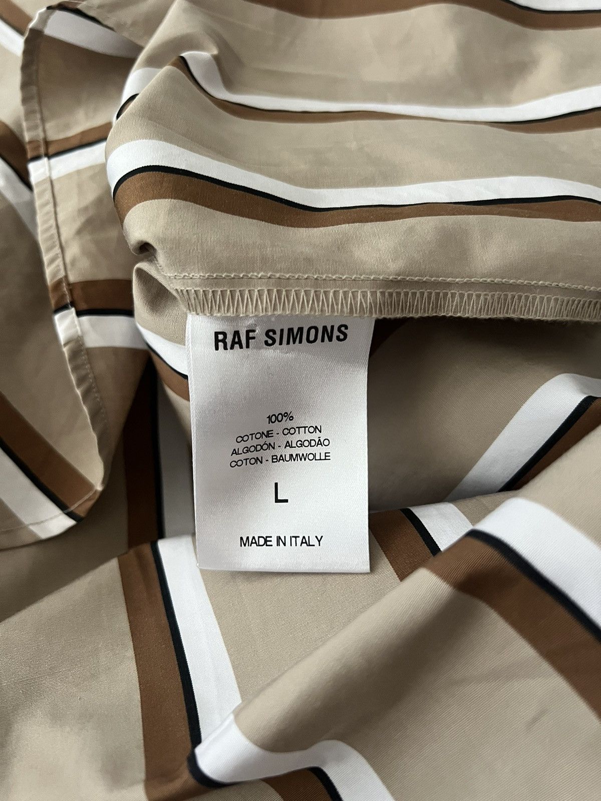 Raf Simons Raf Simons Beige Cotton Shirt Size US L / EU 52-54 / 3 - 10 Thumbnail