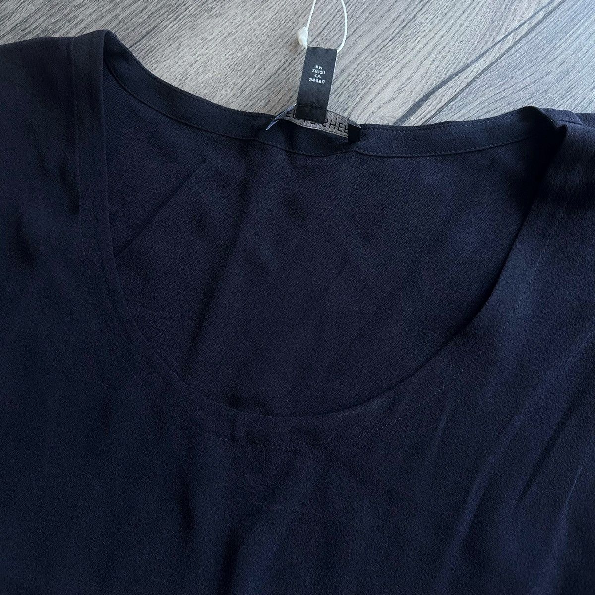 Eileen Fisher Eileen Fisher Silk Georgette Navy Blue Asymmetric Dress Size S / US 4 / IT 40 - 5 Thumbnail