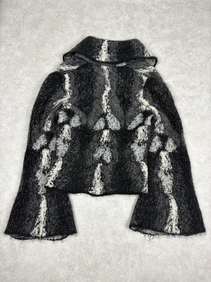 Roberto Cavalli 2000s Roberto Cavalli Grey & Black Wool Mohair Cardigan Size XS / US 0-2 / IT 36-38 - 2 Thumbnail