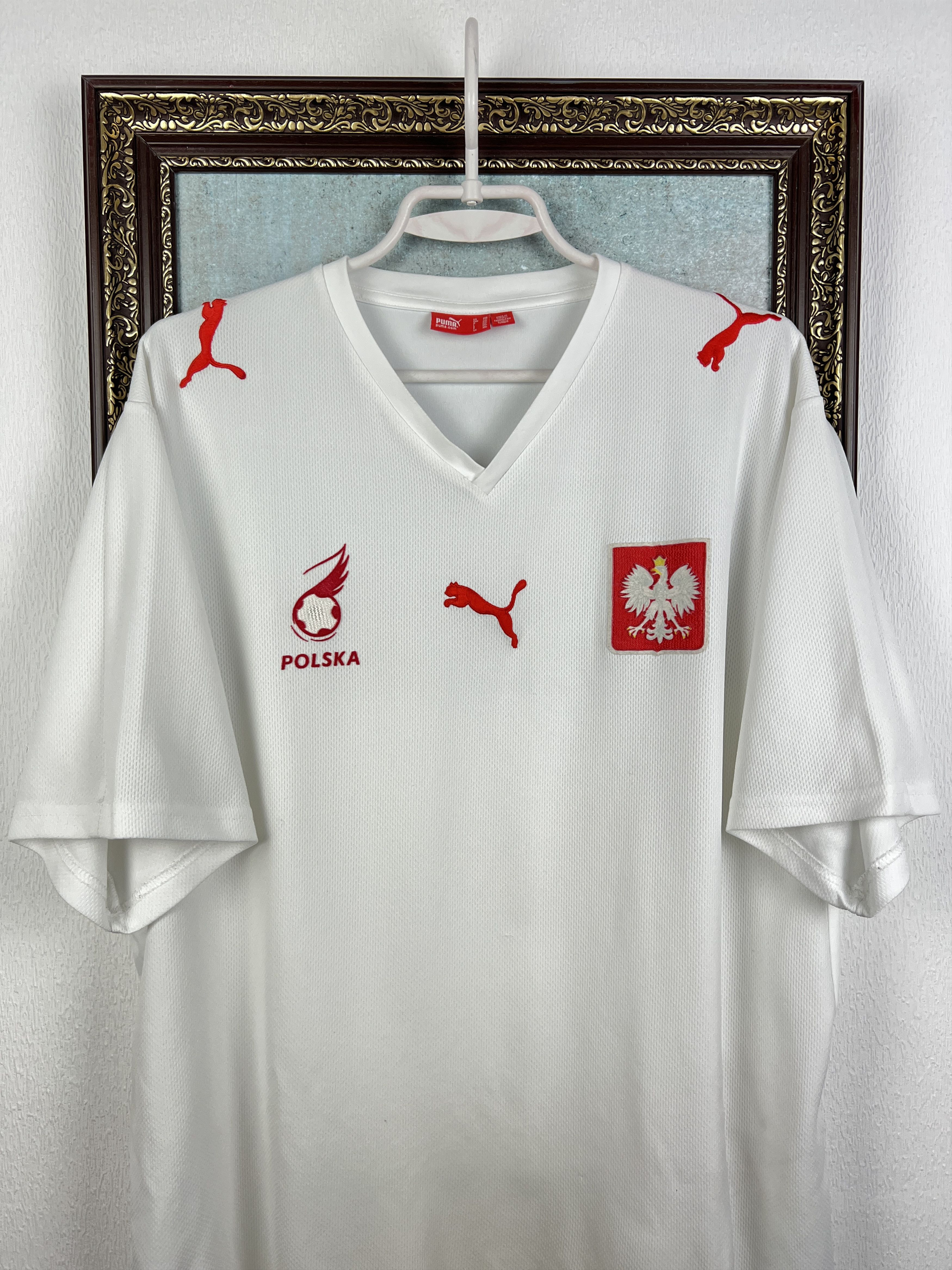 Puma Poland Home football shirt 2008 Soccer White Jersey Trikot Size US XXL / EU 58 / 5 - 2 Thumbnail