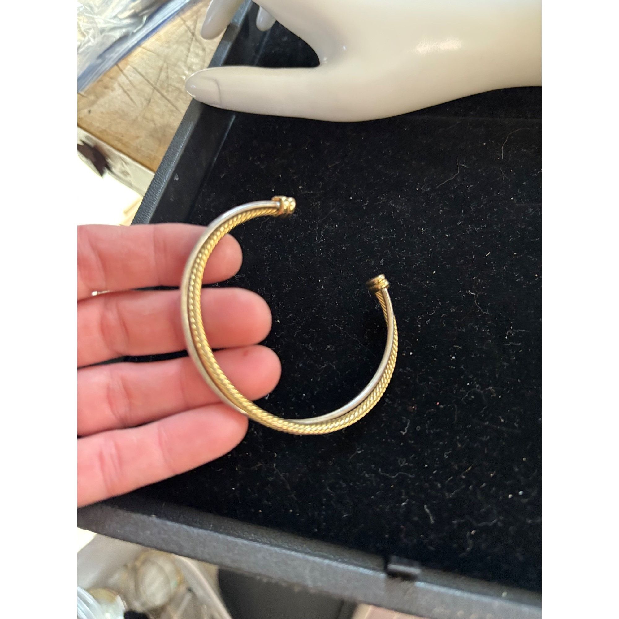 Other Gold-Tone Twisted Cable Open Cuff Bracelet With Polished End Size ONE SIZE - 6 Thumbnail