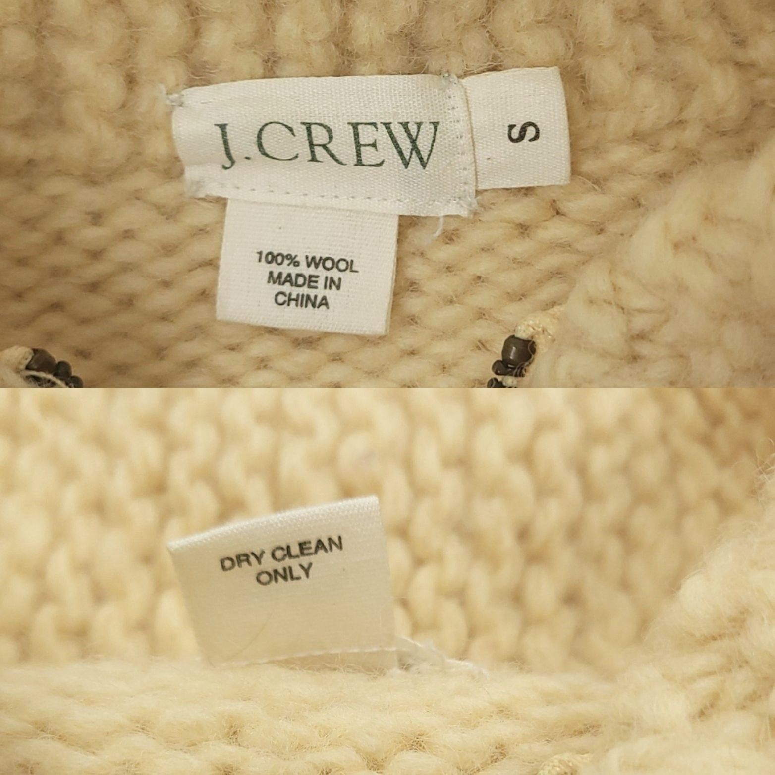 J.Crew J.Crew Full Zip Sweater Womens S Cream Knit Wool Pom Pom Size S / US 4 / IT 40 - 9 Thumbnail