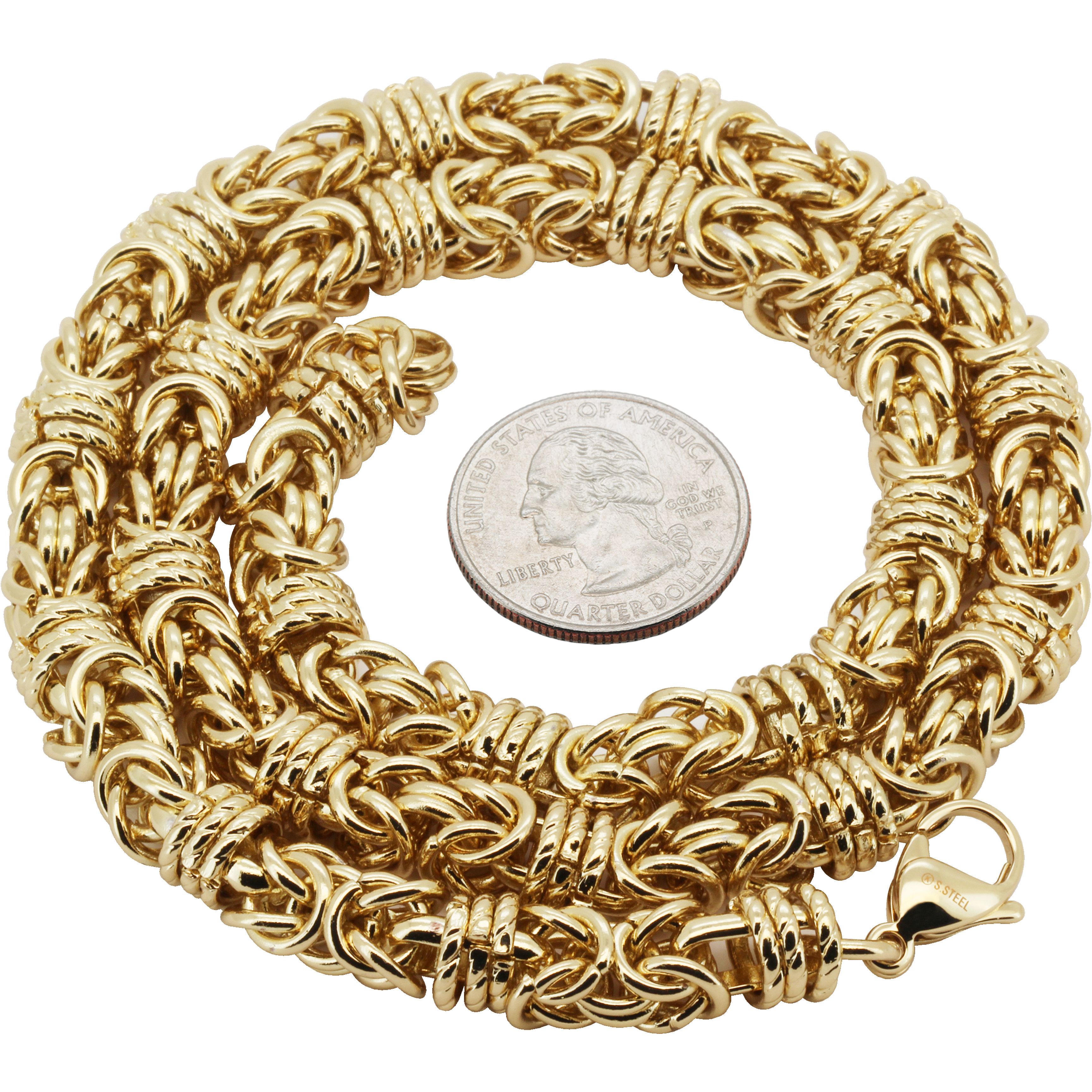 Other 316L SS 14k GP 8mm Round Byzantine Chain Necklace 22” Size ONE SIZE - 2 Thumbnail