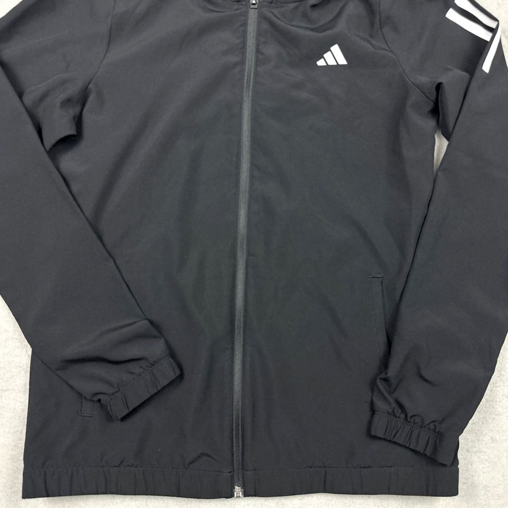 Adidas Adidas Jacket Women Small Black Solid Full Zip Windbreaker Hood Pockets S Size S / US 4 / IT 40 - 3 Thumbnail