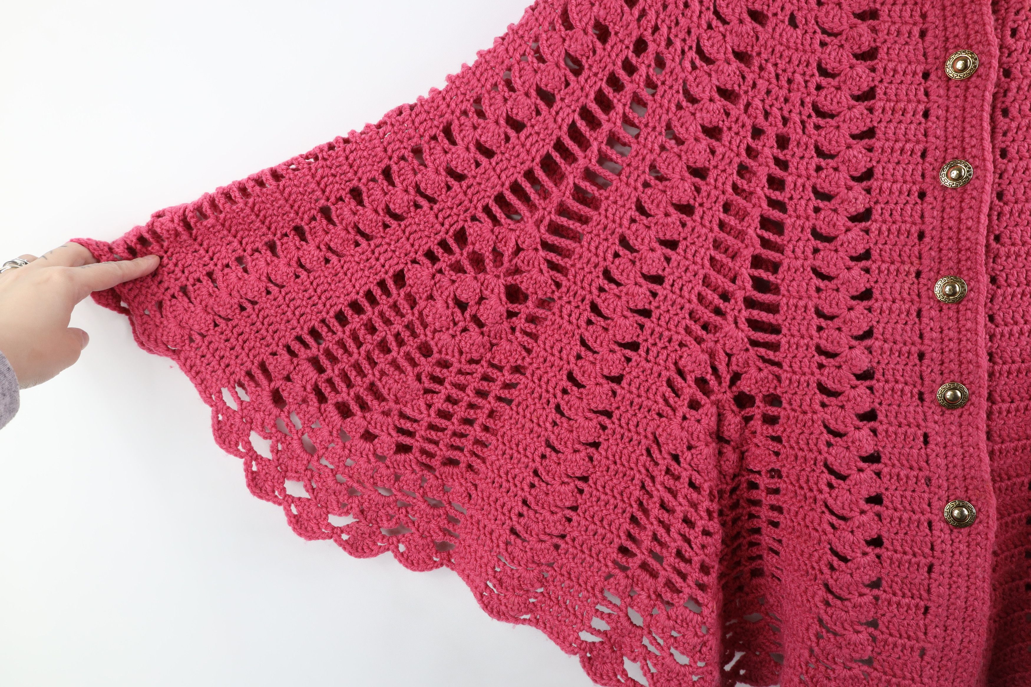 Vintage Vintage 50s 60s Streetwear Crochet Sweater Cape Poncho Pink Size ONE SIZE - 6 Thumbnail