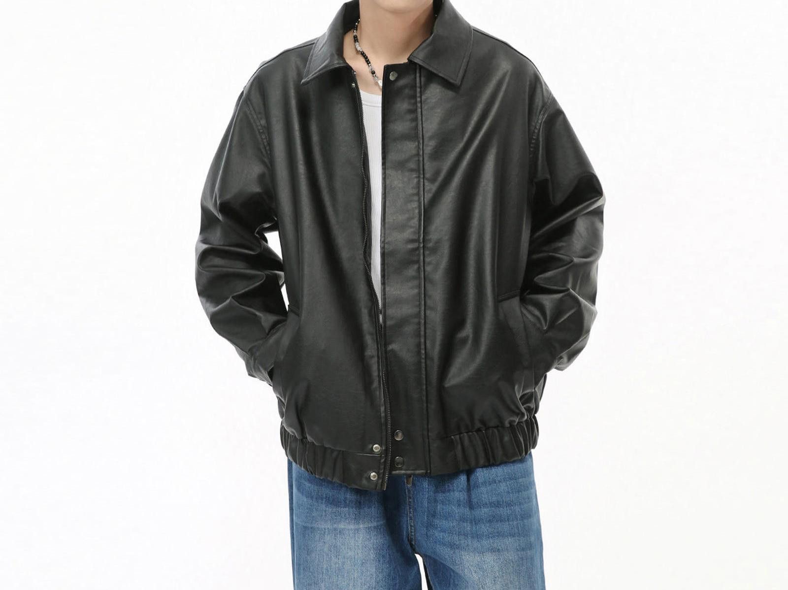 Vintage Brown Faux Leather Bomber Jacket, Relaxed Fit Outerwear Size US M / EU 48-50 / 2 - 3 Thumbnail