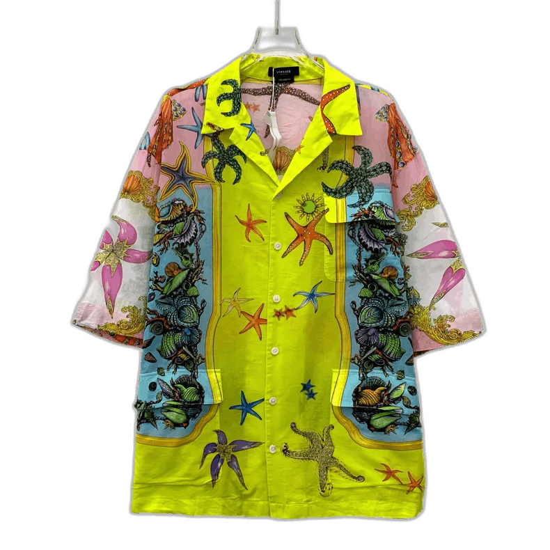 Versace Versace Multicolor Starfish Print Short Sleeve Shirt Size L / US 10 / IT 46 - 1 Thumbnail