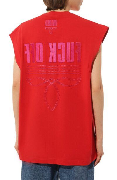 Vetements VTMNTS Red Embroidered College Logo Tank Top Size XS / US 0-2 / IT 36-38 - 3 Thumbnail