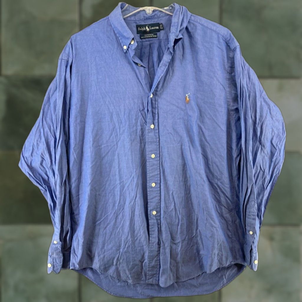 Ralph Lauren Ralph Lauren Mens Shirt 16 Blue Yarmouth Long Sleeve Button-Up 16 Blue Mens Shirt Long Sleeve 16 Blue Yarmouth Classic Preppy Size US L / EU 52-54 / 3 - 1 Thumbnail