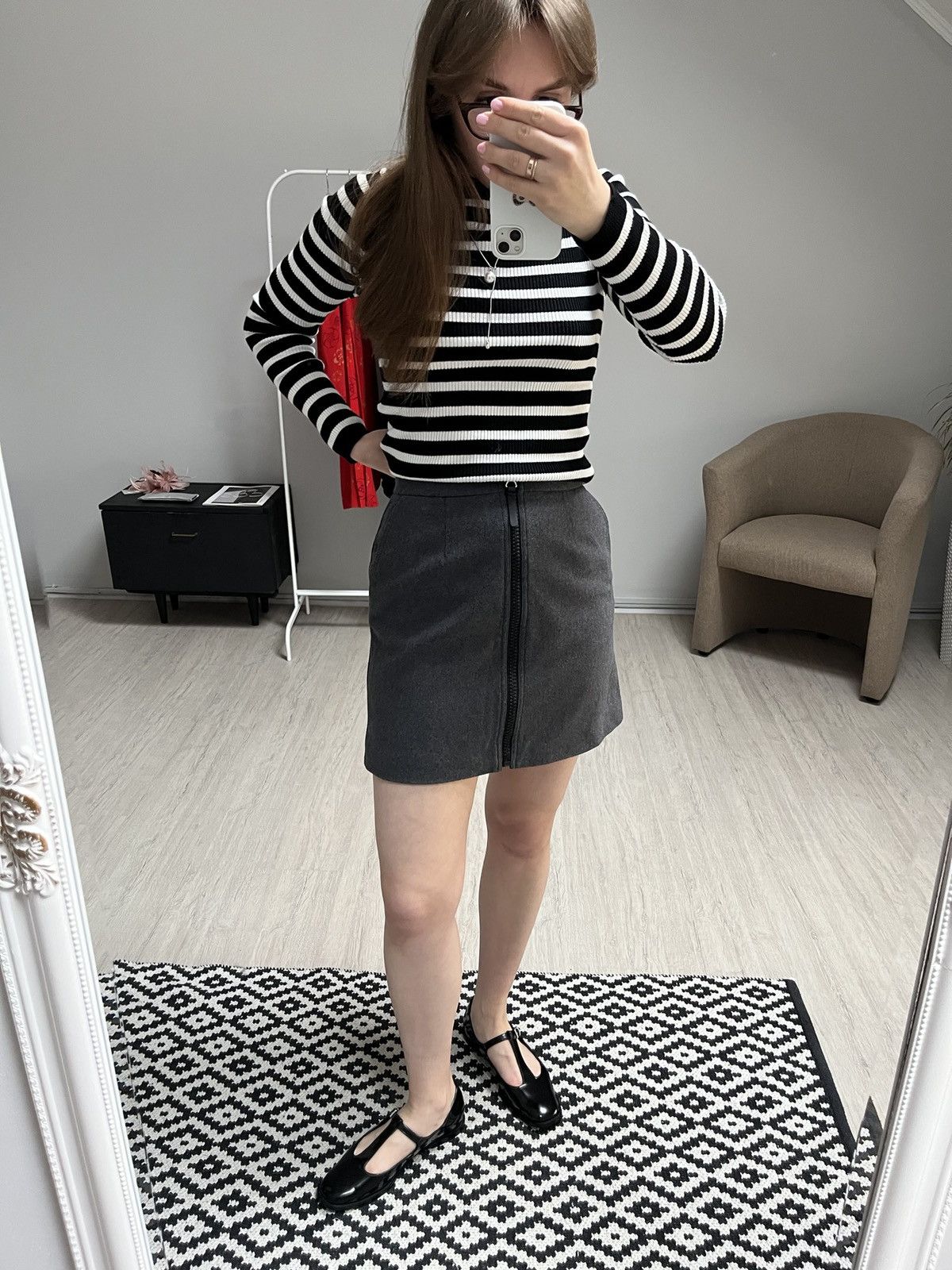 Acne Studios Acne Studios Suraya Flannel Mini Skirt Wool Size 34 Zip Gray Size 34" / US 12 / IT 48 - 14 Thumbnail