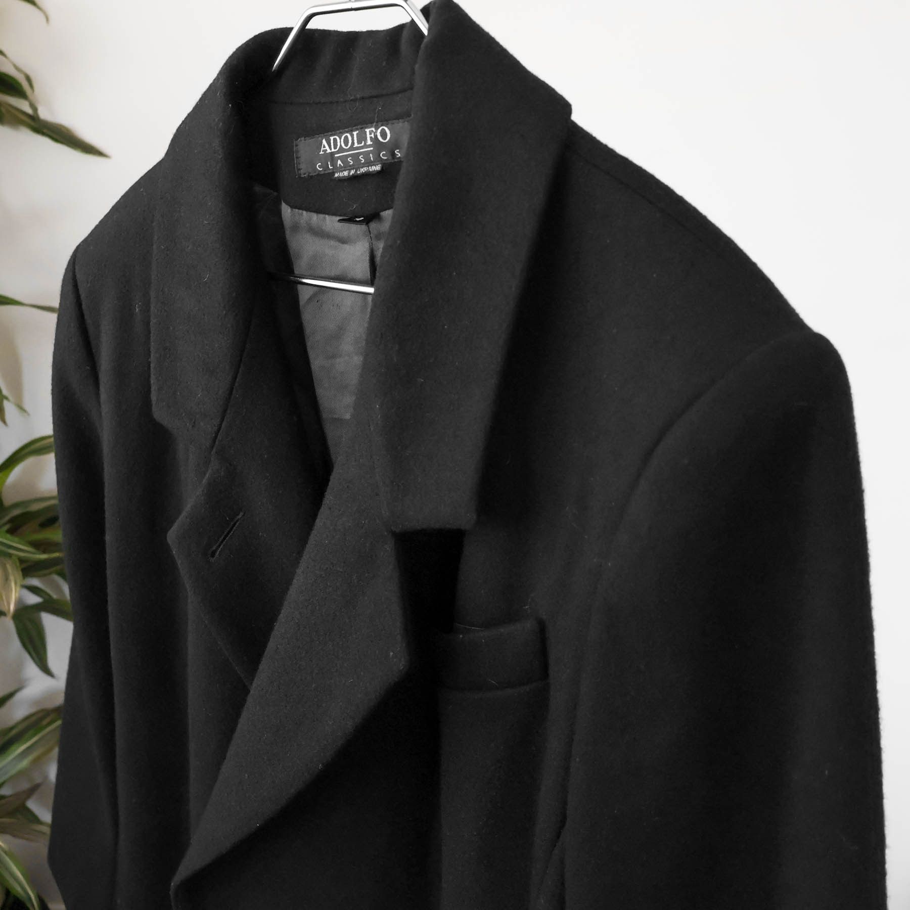 Vintage Vintage Adolfo Lined Black Wool Overcoat Made In Ukraine Size US L / EU 52-54 / 3 - 4 Thumbnail