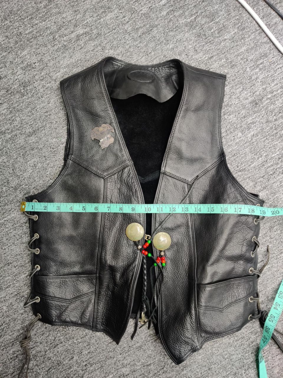Genuine Leather Vintage Motorcycle Laced Black Leather Vest Size US M / EU 48-50 / 2 - 11 Thumbnail
