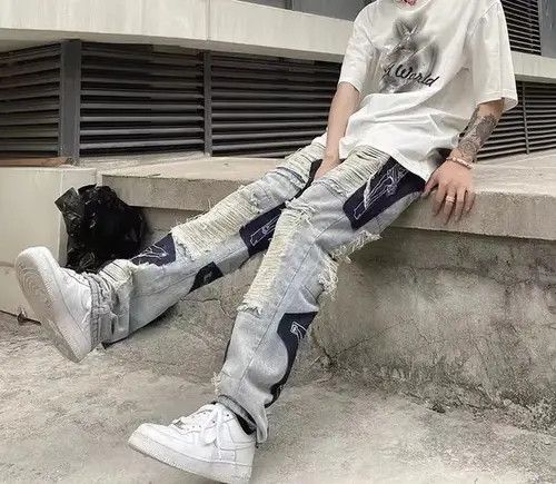 Japanese Brand Street hip hop grunge raw edge jeans Size US 32 / EU 48 - 3 Thumbnail