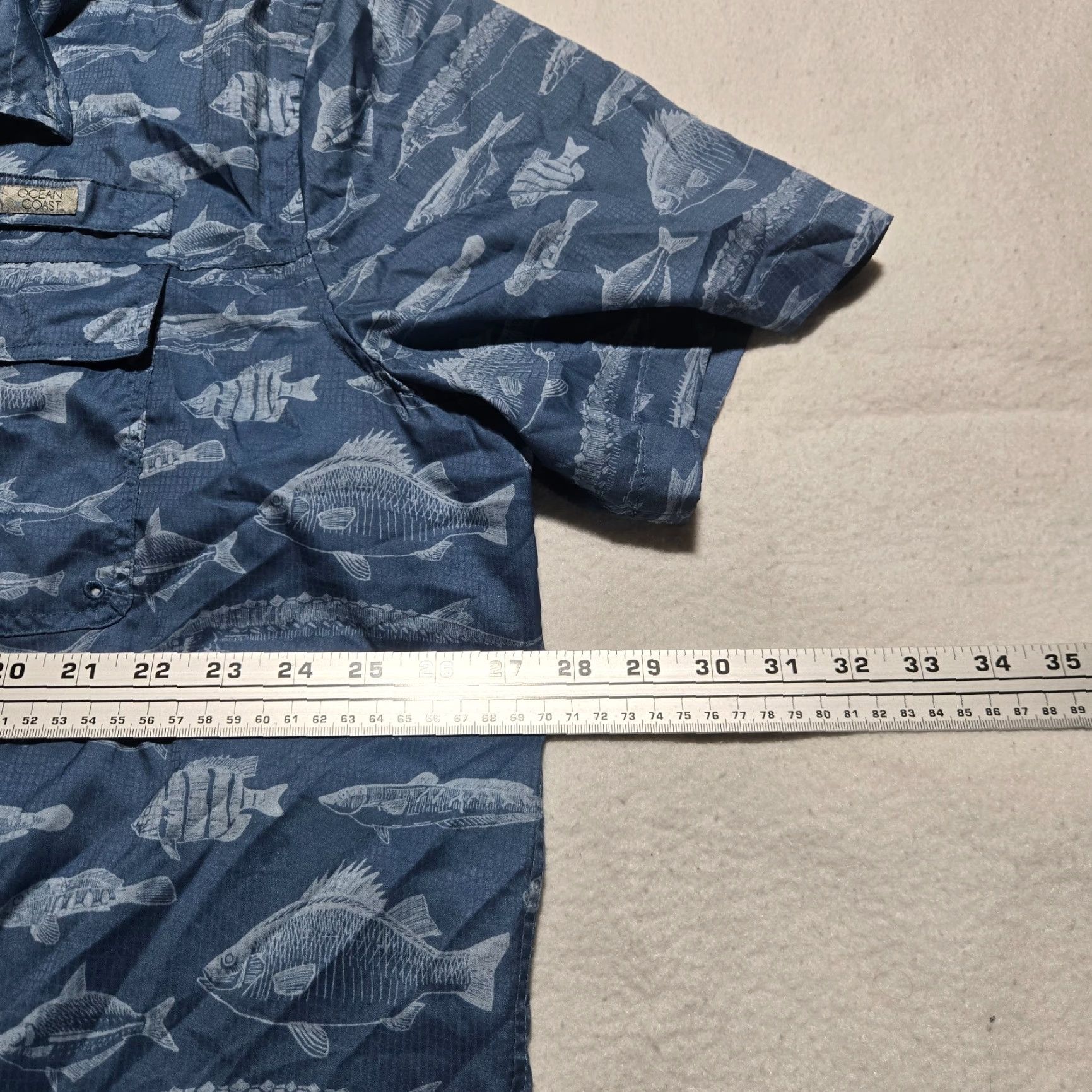 Vintage Ocean & Coast Shirt Adult 2XL Blue Short Sleeve Button-Up Outdoor Pockets Casual Mens Size US XXL / EU 58 / 5 - 5 Thumbnail
