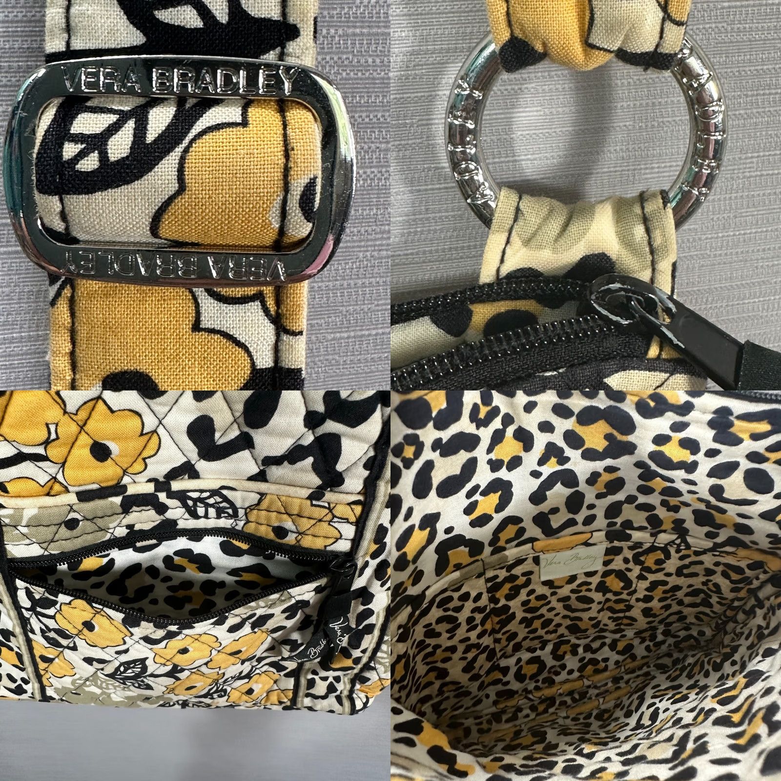 Vera Bradley Vera Bradley Go Wild Crossbody Bag Yellow Women's Crossbody Medium with Adjustable Strap, Outer & Inner Pockets, Quilt Knit Cotton, Zebra Pattern Size ONE SIZE - 8 Thumbnail