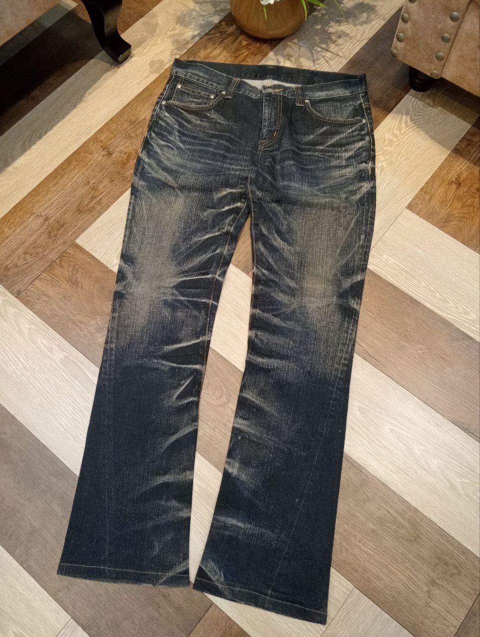 Tornado Mart TORNADO MART JAPAN BLUE DISTRESSED FLARED DENIM PANTS Size US 34 / EU 50 - 2 Thumbnail