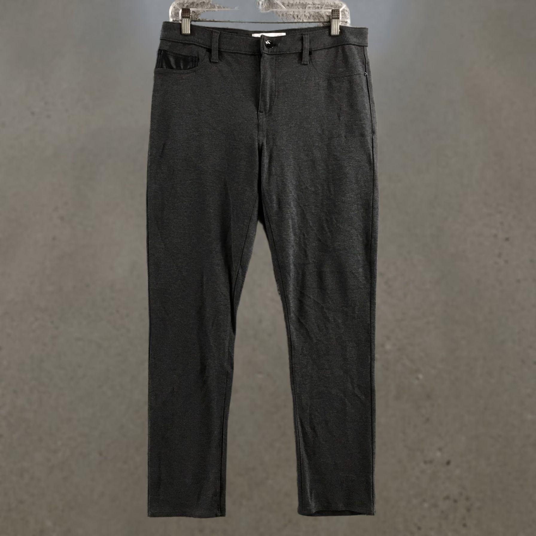 Calvin Klein Calvin Klein & Co Pants Womens Gray Size 12 Stretch Straight Leg Faux Pocket Zip Fly Size 34" / US 12 / IT 48 - 1 Thumbnail
