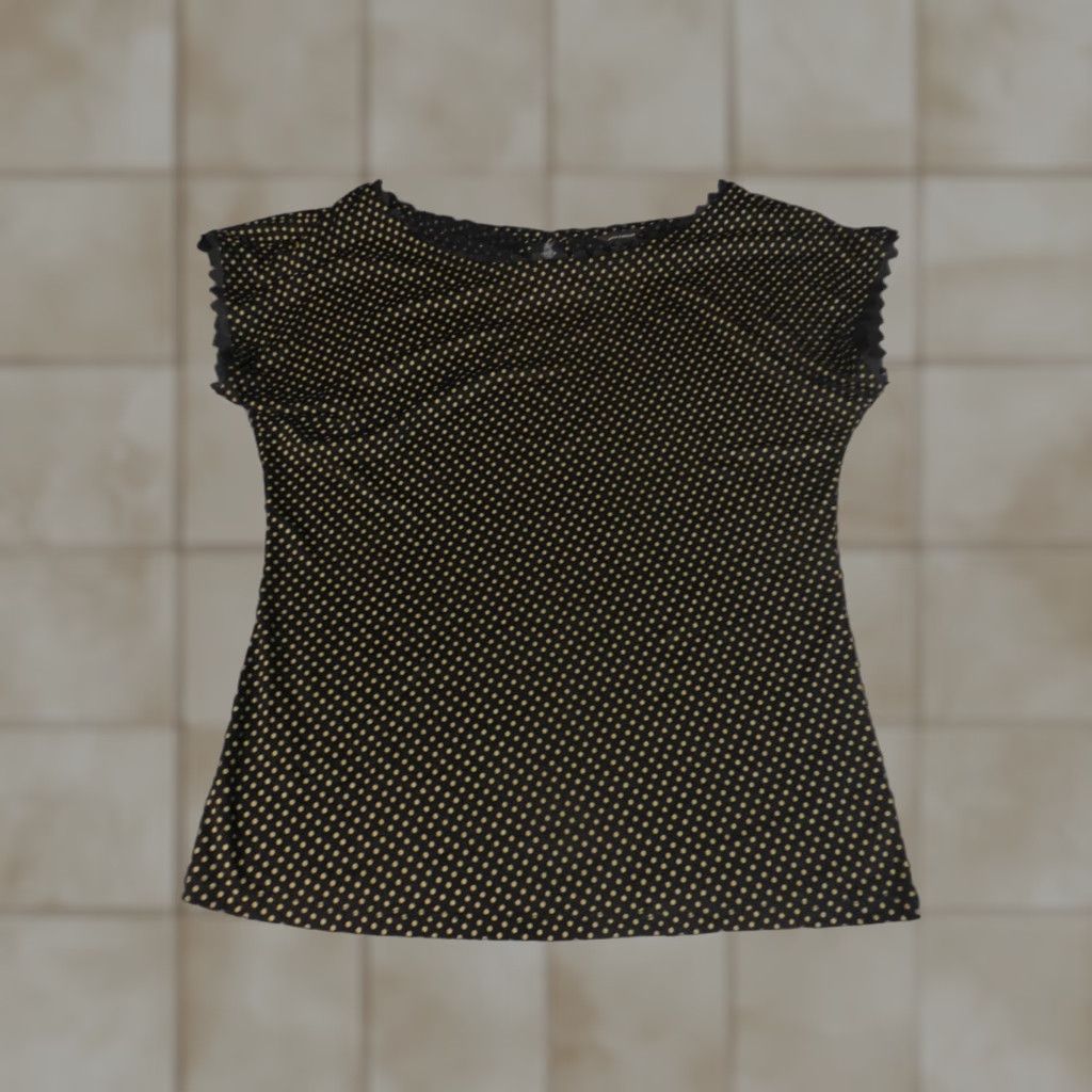 Ann Taylor Ann Taylor Womens Blouse S Black Polka Dot Round Neck Pullover Casual Shirt Shirt Womens Size S / US 4 / IT 40 - 1 Thumbnail