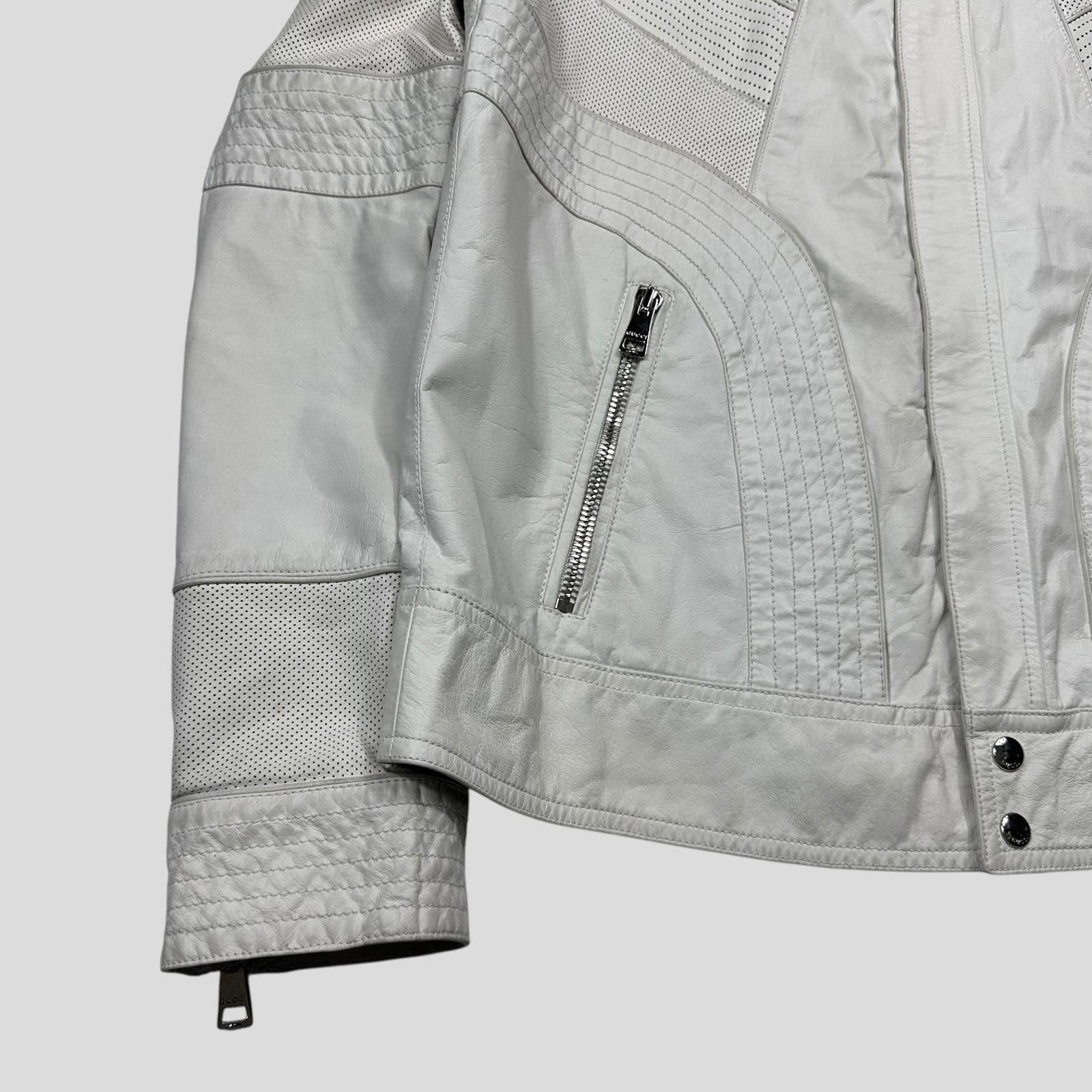 Gucci Gucci 2010 Nappa Leather Café Racer Perforate Biker Jacket L Size US L / EU 52-54 / 3 - 6 Thumbnail