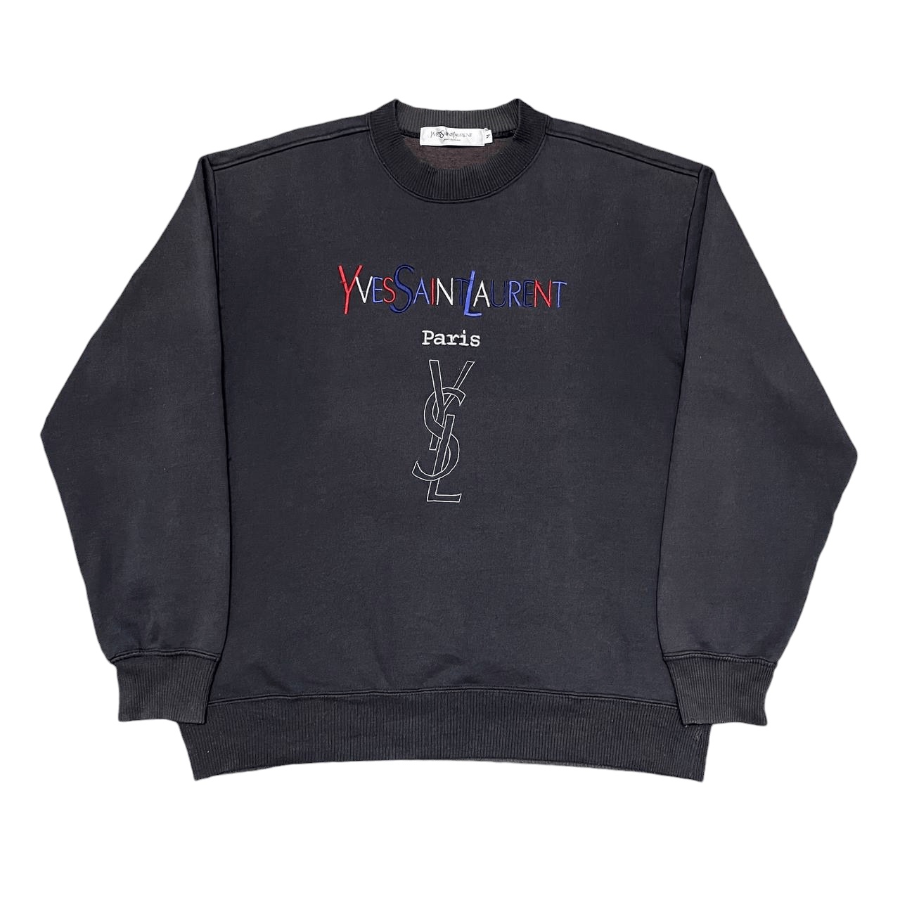 Designer Ysl Pour Homme Yves Saint Laurent Vintage YSL Yves Saint Laurent Paris Embroidered Crewneck Grailed