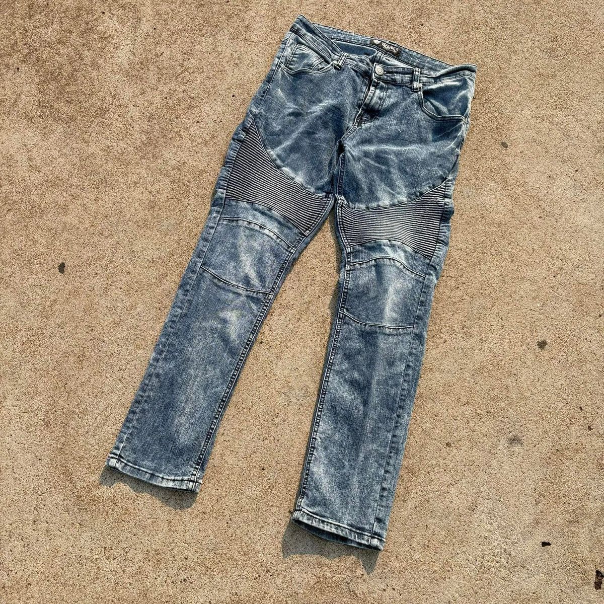 Japanese Brand Encrypted Biker Distressed Denim Jeans Panel Knee Moto Style Size US 32 / EU 48 - 7 Thumbnail