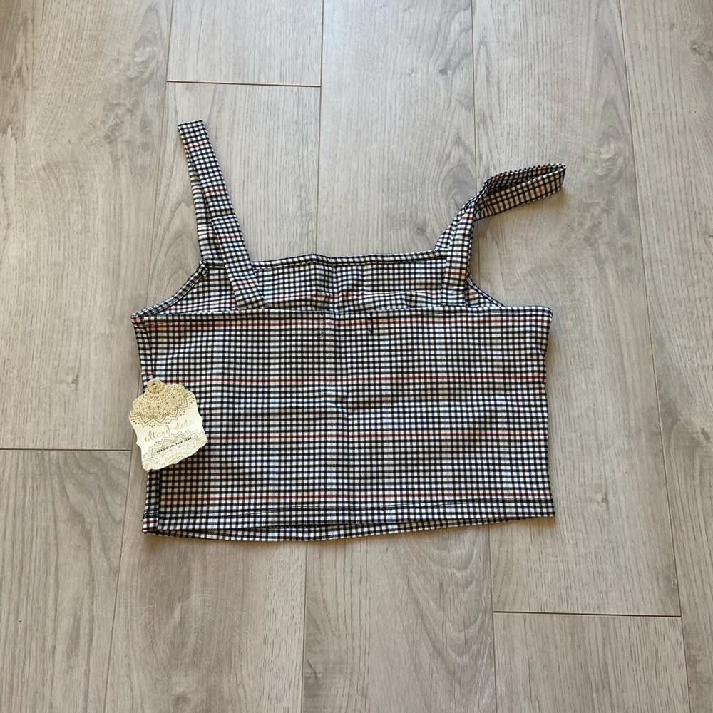 Designer Altar'd State Black and Blue Plaid Crop Top Size M / US 6-8 / IT 42-44 - 5 Thumbnail